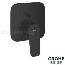 Смесител за вграждане с превключвател, Grohe Cubeo черен мат, външна част, без тяло за вграждане