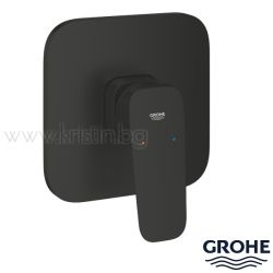 Смесител за вграждане, Grohe Cubeo черен мат, външна част, без тяло за вграждане