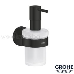 Дозатор за течен сапун Grohe Essentials черен мат, стенен монтаж