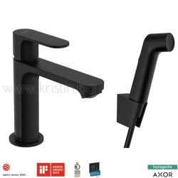 Hansgrohe Rebris S, черен смесител за мивка 72215670, с подвижен душ за биде