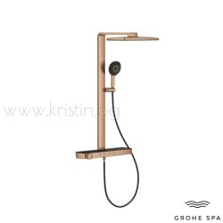 Grohe Rainshower Aqua Pure Smartcontrol Brushed Warm Sunset, правоъгълна душ пита, ръчен душ с филтър за премахване на хлор