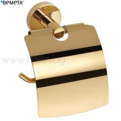 Държач за тоалетна хартия с капак, Bemeta Brilo, в цвят злато гланц