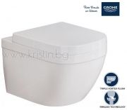 Конзолна тоалетна чиния Grohe Euro Ceramic, с капак с метални панти