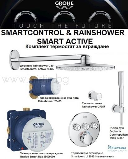 Grohe SmartControl и Rainshower Active 310, комплект термостат за вграждане