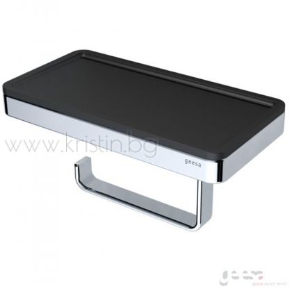 Държач за тоалетна хартия хром, със черна поставка Frame Geesa