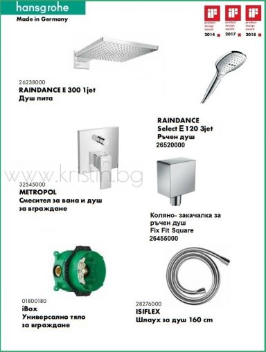 Hansgrohe комплект за вграждане Raindance E300 и Metropol
