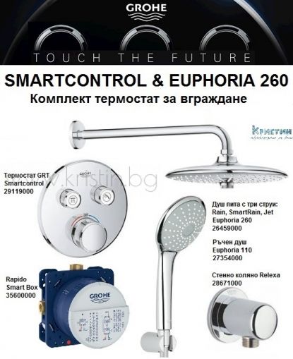 Grohe SmartControl и Euphoria 260, комплект термостат за вграждане