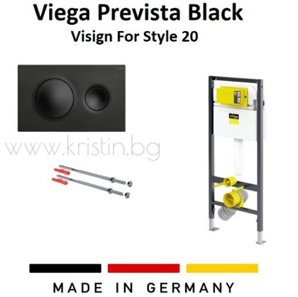 Структура за вграждане Viega Prevista Basic комплект със черен мат бутон Visign For Style 20 и крепежи