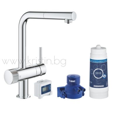 Кухненски смесител за филтрирана вода Grohe Blue Pure Minta, издърпващ се аератор