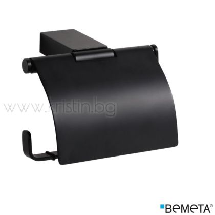 Черен държач за тоалетна хартия с капак Bemeta Nero
