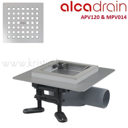Подов сифон Alcaplast APV120 с решетка Inox MPV014