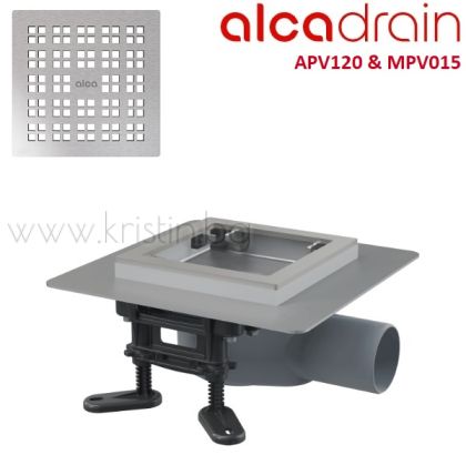 Подов сифон Alcaplast APV120 с решетка Inox MPV015