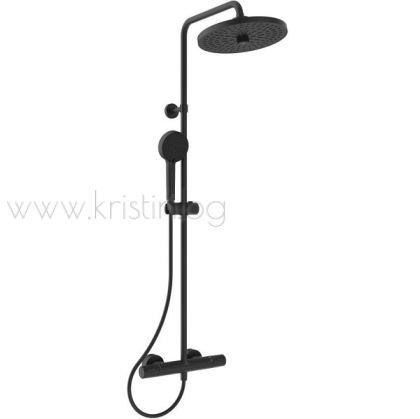 Термостатна душ система Ceratherm Silk Black T25+, с душ пита 260 с два вида струи