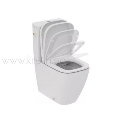 Моноблок Ideal Standard  I LIfe S, къса проекция, казанче със странично пълнен и капак с плавно затваряне