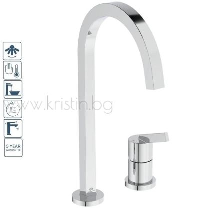 Смесител за кухня с висок профилен чучур, за двудупков монтаж, Gusto Ideal Standard