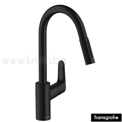 Смесител за кухня Focus M41 H240 2jet, с изтеглящ се чучур, покритие в цвят черен мат