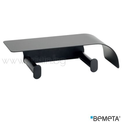 Двоен държач за тоалетна хартия, Bemeta Organic Black, с капак