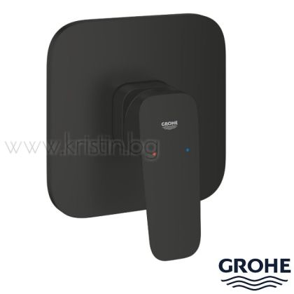 Смесител за вграждане, Grohe Cubeo черен мат, външна част, без тяло за вграждане