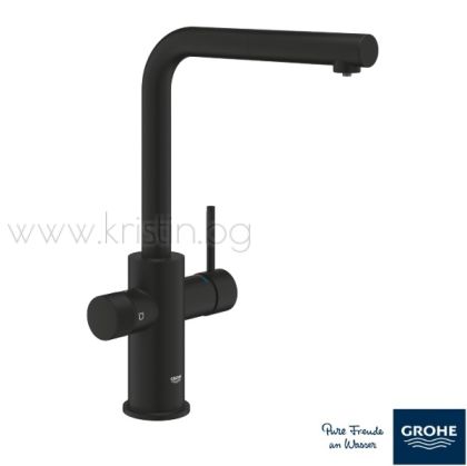 Кухненски смесител за филтрирана вода Grohe Blue Pure Minta Phantom Black, без филтър