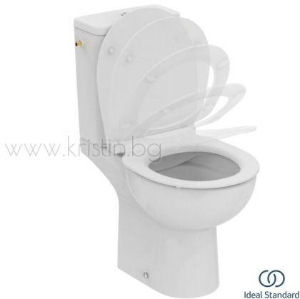 Моноблок Ideal Standard Eurovit + къса проекция, странично водоподване  и капак с плавно затваряне