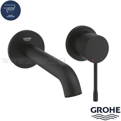 Смесител за вграждане за мивка Grohe Essence Phantom Black, двудупков, черен мат
