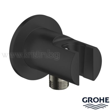 Grohe 286282431 Matte Black, стенно коляно- държач  с извод за ръчен душ