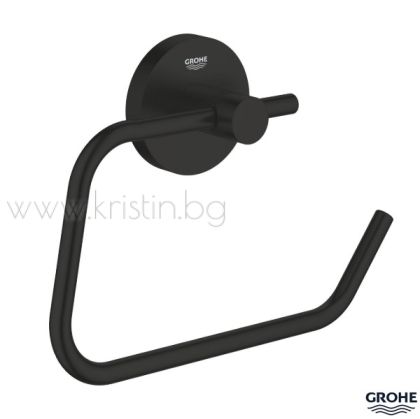 Поставка за тоалетна хартия без капак, Grohe Essentials черен мат
