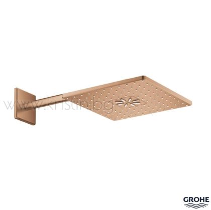 Душ пита с рамо за стена Grohe Rainshower Smartactive 310 Cube, в цвят Brushed Warm Sunset