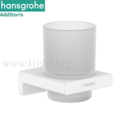 Чаша за четки за зъби Hansgrohe Addsroris, бял мат