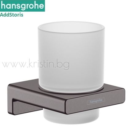 Чаша за четки за зъби Hansgrohe Addsroris, матиран черен хром