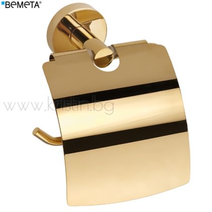 Държач за тоалетна хартия с капак, Bemeta Brilo, в цвят злато гланц