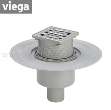 Подов сифон  Viega Advantix  с  решетка 10х10 см, вертикално оттичане и суха клапа