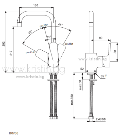 Смесител за мивка Ceraplan III B0706AA  Ideal Standard