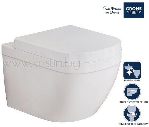 Конзолна тоалетна чиния Grohe Euro Ceramic Compact, с покритие Pureguard