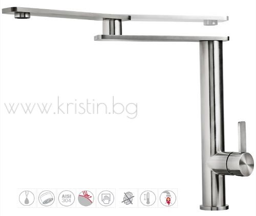 Смесител за кухня INX 918 inox, с висок въртящ се чучур
