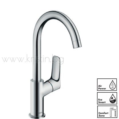 Hansgrohe Logis 210, стоящ смесител за мивка с подвижен чучур