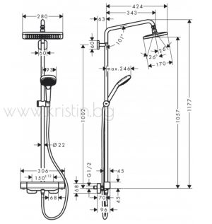 Душ система с термостат Hansgrohe Croma E 280 1 jet