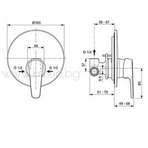 Смесител за  вграждане за душ Ceraplan III A6382AA  Ideal Standard