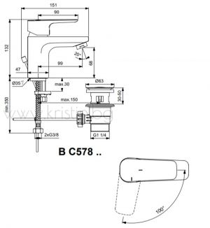 Смесител за мивка Ceraplan III BC578AA H70 BlueStart