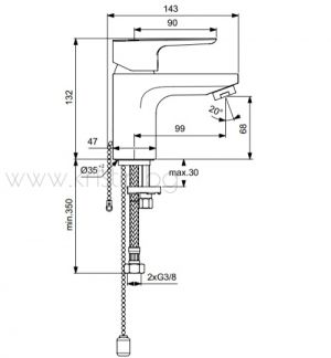 Смесител за мивка Ceraplan III BC564AA H70, с верижка