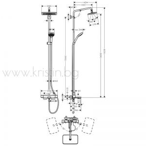 Душ система с термостат Hansgrohe Croma E 280 1 jet, за вана и душ