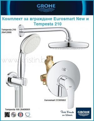 Grohe Eurosmart New и Tempesta 210, комплект душ за вграждане