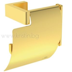 Държач за тоалетна хартия с капак Conca Squared Atelier, матирано злато