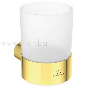 Стъклена чаша с държач Conca Round Atelier, матирано злато