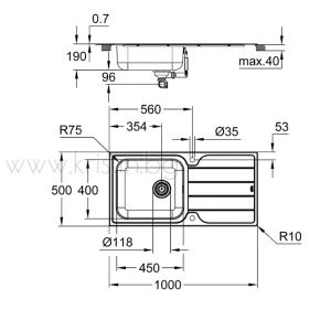 Кухненска мивка Grohe K500 с едно корито и плот за отцеждане