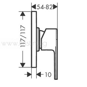 Хигиенен душ Hansgrohe 7165800 Vernis Shape комплект с ръчен душ с клапа  32129000, тяло за вграждане  13620180, стенно захранващо коляно FixFit Square и шлаух за ръчен душ 125 мм.