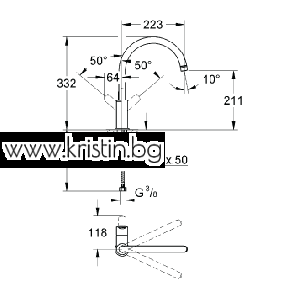 Комплект кухненска мивка Grohe K200 и смесител Grohe BauEdge
