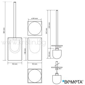 Четка за тоалетна чиния Bemeta Gamma, свободностояща, черно/хром