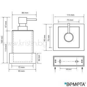 Дозатор за течен сапун Bemeta Gamma, стенен монтаж, бяло/хром