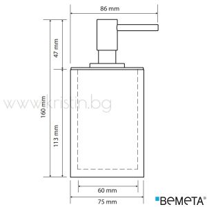 Дозатор за течен сапун Bemeta Gamma, свободностоящ, черно/хром